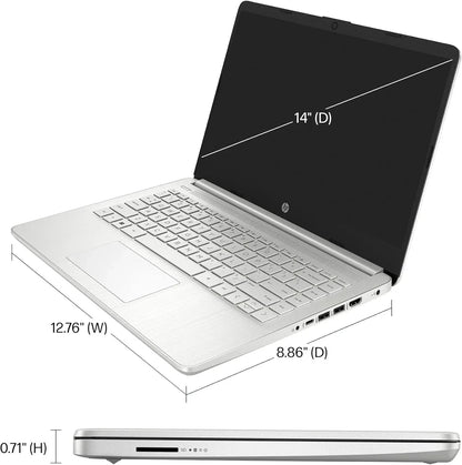 HP Student Business Laptop Computer - w/Microsoft Office Lifetime & Free CD/DVD Drive • 16GB RAM • 128GB eMMC & 256GB Extend Micro SD • Intel 4-Core Processor • HD Display • Win11 Pro(Silver)