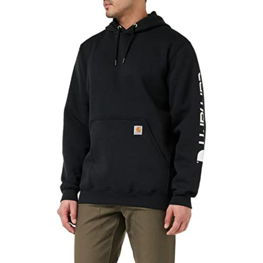 Carhartt Men's Loose Fit Midweight Logo Sleeve Graphic Sweatshirt (Also Available in Big & Tall), Black, Large