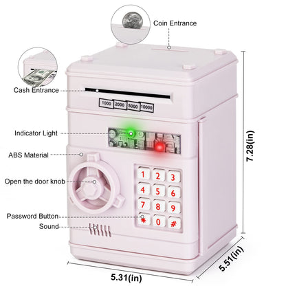 Refasy Banks for Kids,Electronic Piggy Bank ATM Bank for Kids Cash Coin Can Girls Piggy Bank Money Bank for Children Kids Safe Money Saving Box Gifts Coin Bank for Boys Girls