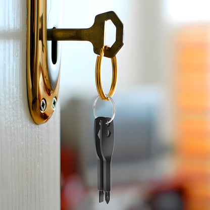 Stocking Stuffers for Men, 4-in-1 Pocket Screwdriver Keychain Tools, Mens Christmas Gifts for Dad Husband Boyfriends, White Elephant Gift Adults Cool Gadgets - Black