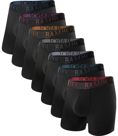BAMBOO COOL Men's Ultra ComfortSoft Underwear, Moisture Wicking & Breathable No Ride Up Boxer Briefs with Fly, Multipack