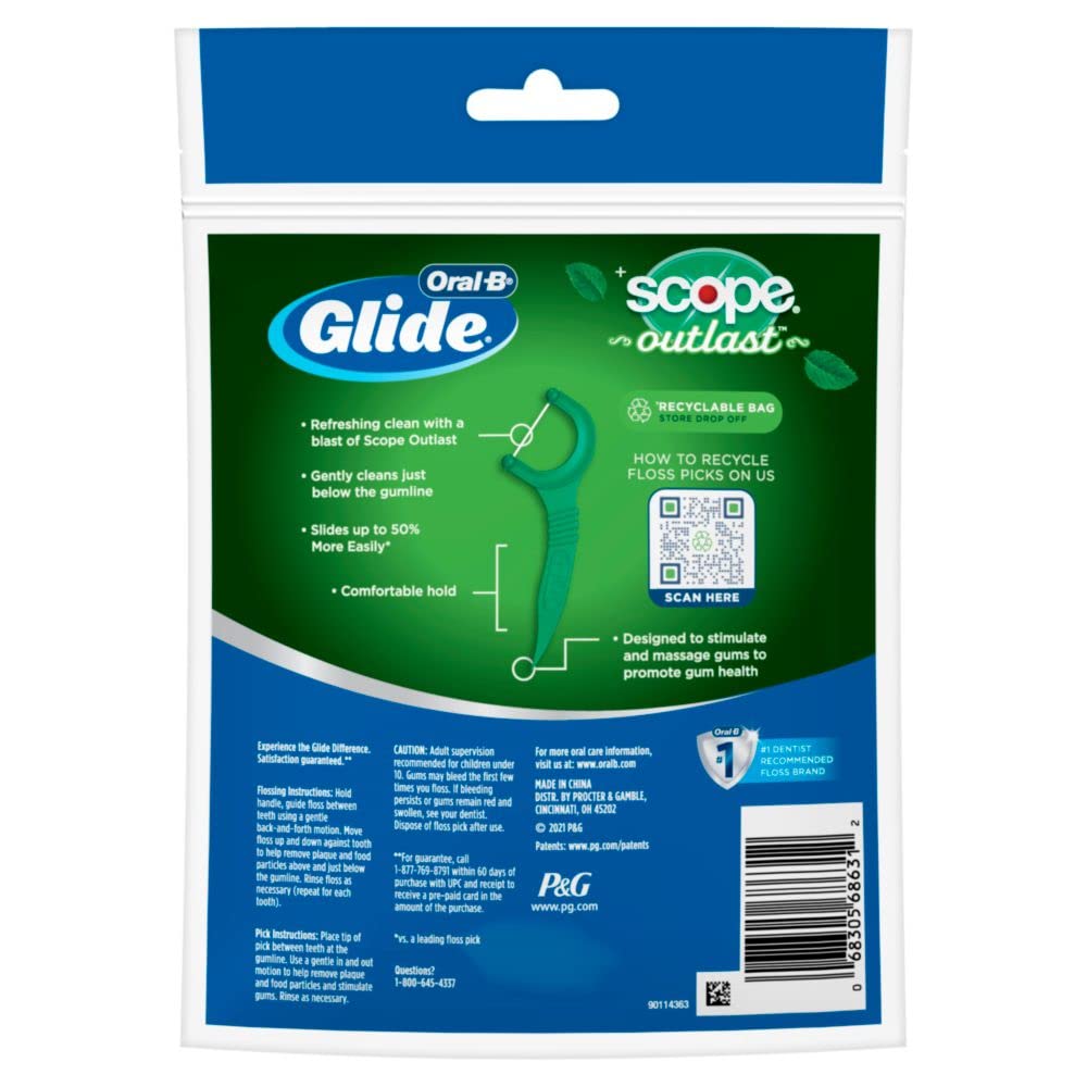 Oral-B Glide Complete with Scope Outlast Mint Flavor Floss Picks 75 Count