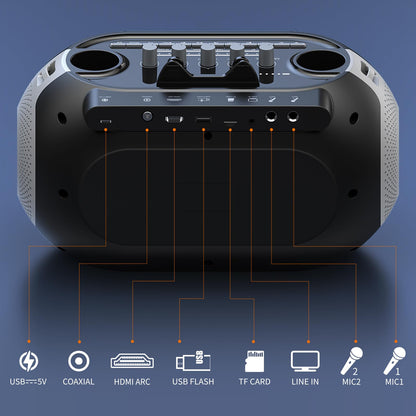 SUDOTACK Karaoke Machine for Adults Kids with 2 Wireless Microphones, Bluetooth PA Speaker System with Echo/Bass/Treble Adjustment for Home Party, Outdoor, Church, Picnic, Birthday Gifts (Space Black)
