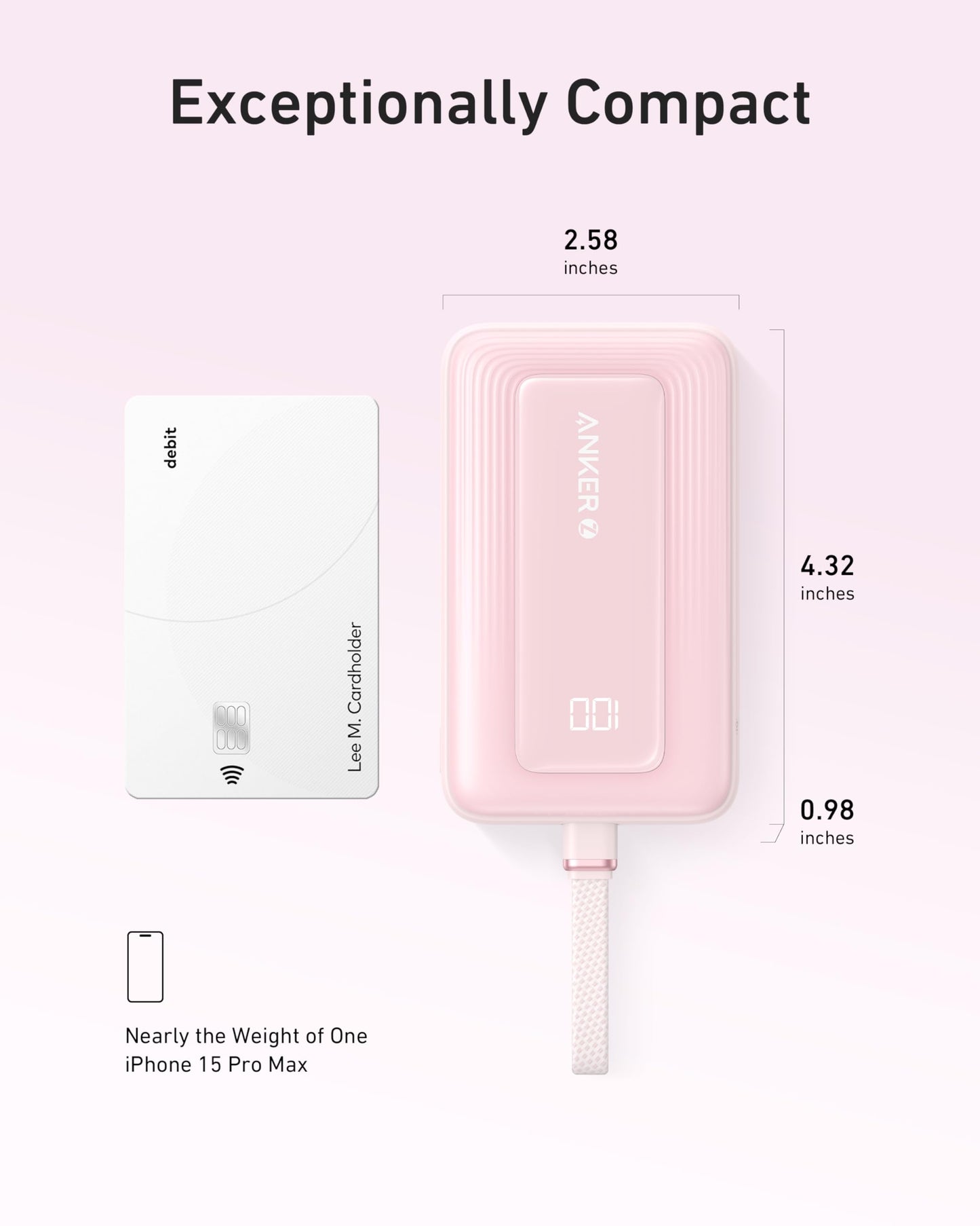 Anker Portable Charger, 10,000mAh 30W Power Bank, USB-C in and Out Fast Charging Battery Pack, Travel Essential Phone Power Bank, for iPhone 16/15, iPad, MacBook, Galaxy, Google, and More