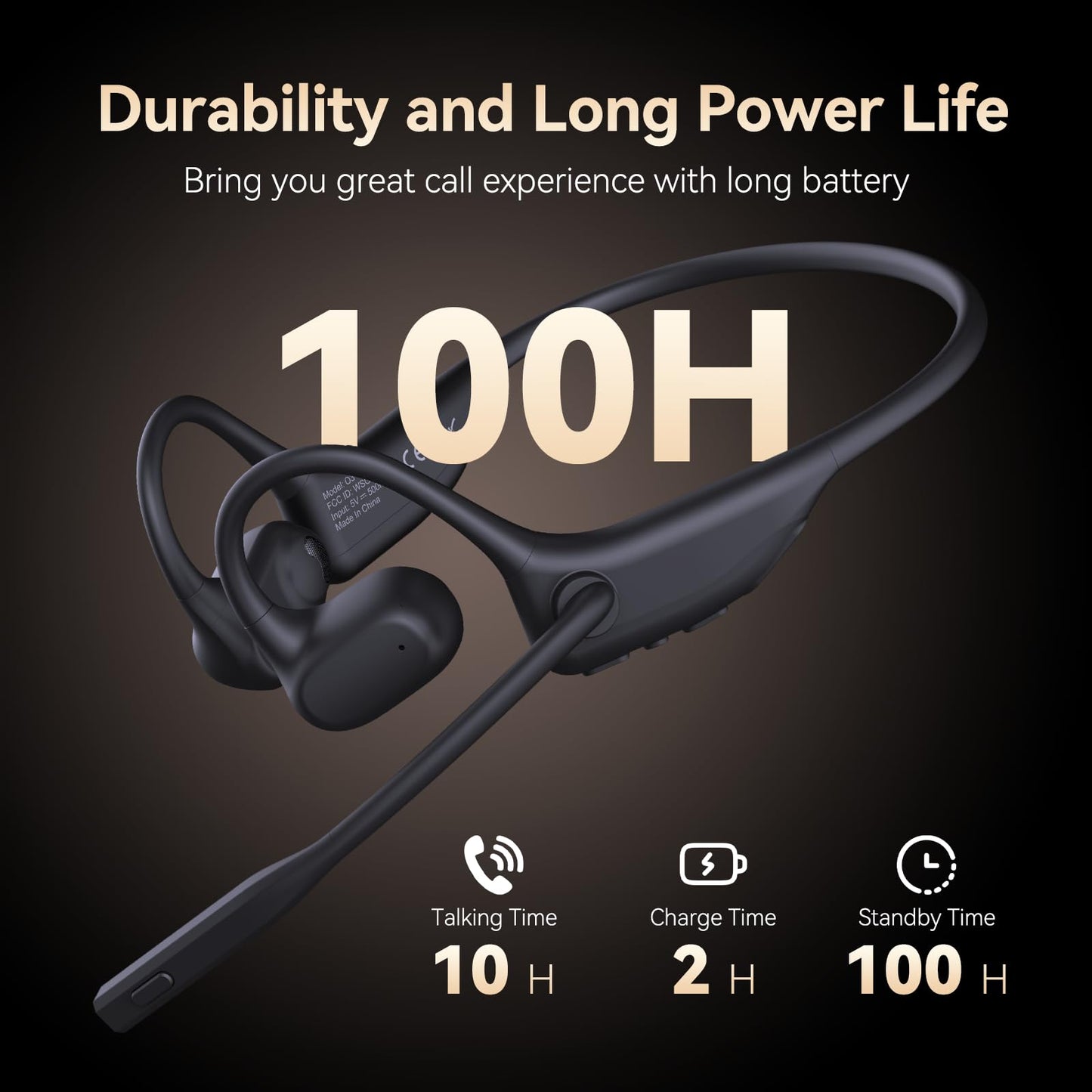 CXK Open Ear Headphones with Mic, Bluetooth Headset with AI Noise Cancellation Microphone Air Conduction Headphones Bluetooth 5.3 Wireless Headset with Mic for Work Call Meeting Driving