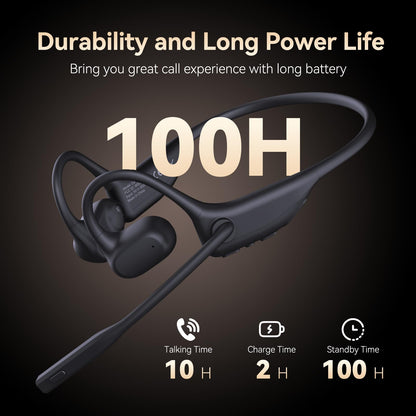 CXK Open Ear Headphones with Mic, Bluetooth Headset with AI Noise Cancellation Microphone Air Conduction Headphones Bluetooth 5.3 Wireless Headset with Mic for Work Call Meeting Driving