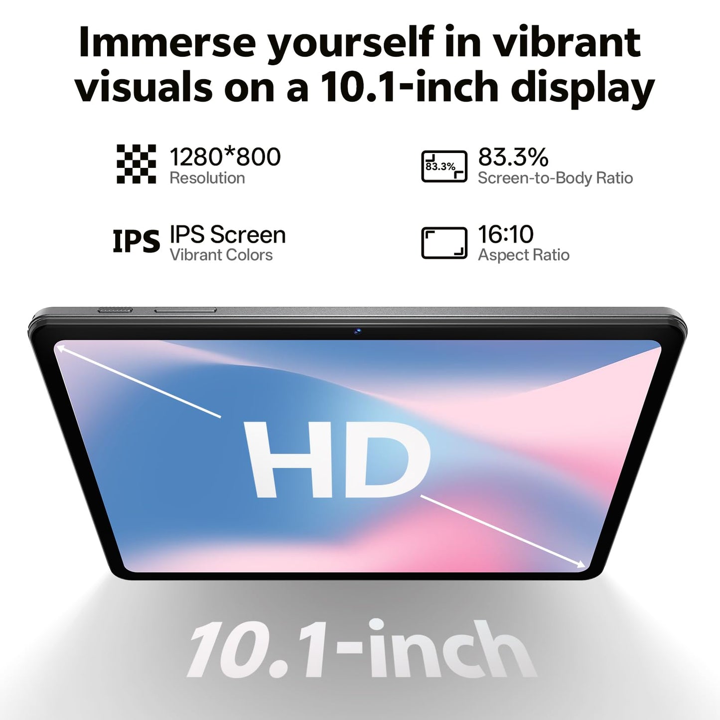 SHARECLOUD Android 16 Tablet 10.1 inch Tablet with Octa-Core Processor, 20GB RAM 128GB ROM 1 TB Expandable, 1280x800 HD IPS Touch Screen, GPS, 8H Battery, WiFi 6, BT 5.2, Dual Camera (Gray)