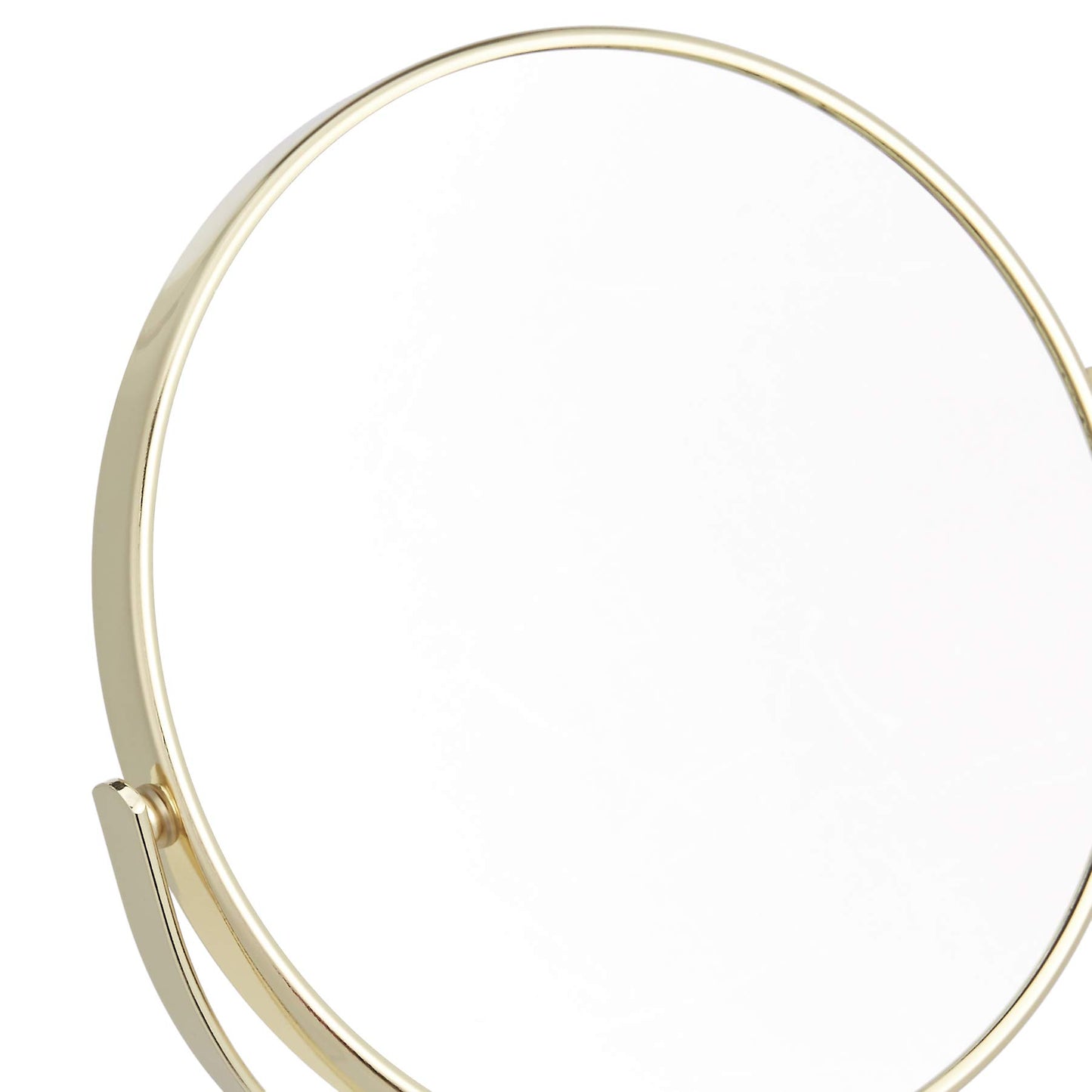 Amazon Basics Tabletop Magnifying Mount Vanity Round Mirror, 1X/5X Magnification, Iron Frame, 7.2"L x 4.92"W, Gold