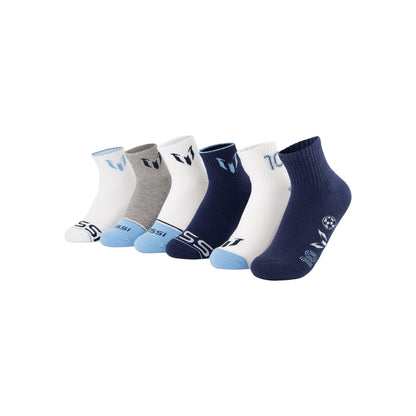 Messi Boys Lifestyle Ankle Socks, 6-Pack Kids Socks, Soft & Stretchy, Comfortable, Blue