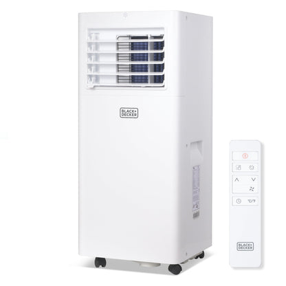 BLACK+DECKER Portable Air Conditioner, 5,100 BTU SACC/CEC (8,500 BTU ASHRAE 128) for Rooms Up To 350 Sq. Ft., Portable AC with Full Function Remote Control & Window Kit, BPACT05SM, White