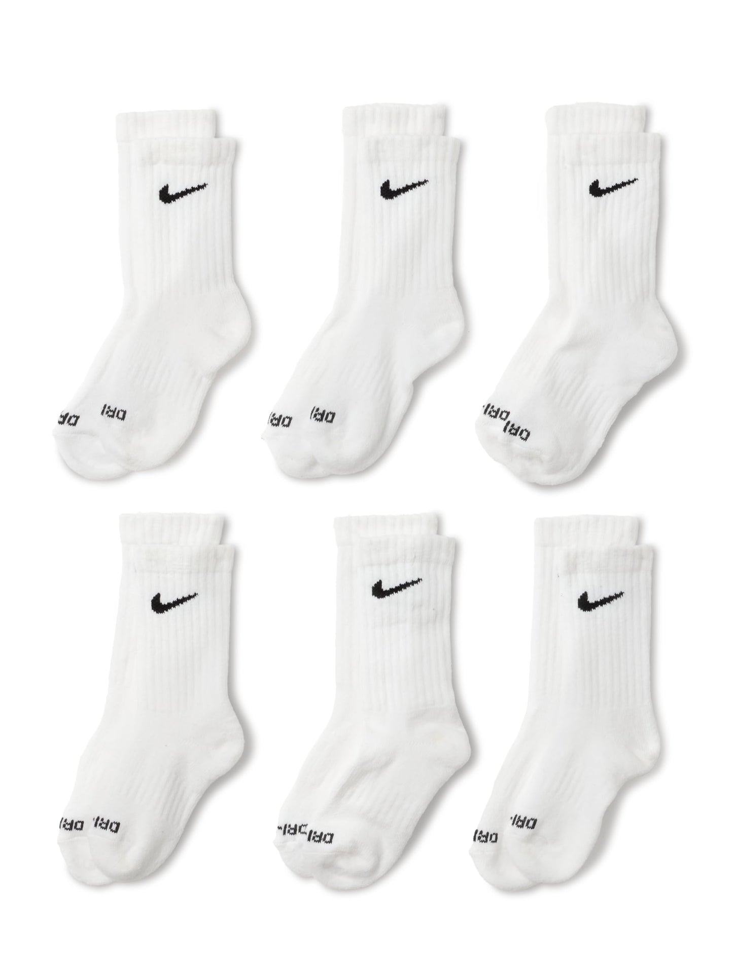 Nike Dri-Fit Performance Basic Crew (Toddler/Little Kid) White 5-7 (10 Toddler-3 Little Kid)