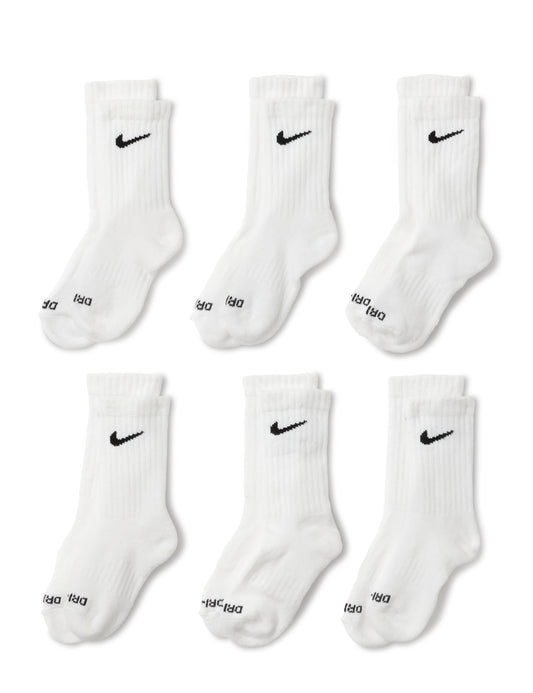 Nike Dri-Fit Performance Basic Crew (Toddler/Little Kid) White 5-7 (10 Toddler-3 Little Kid)