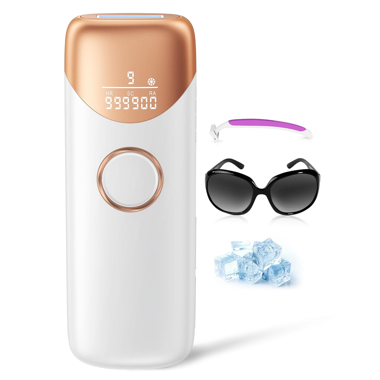 Laser Hair Removal with 5℃ Ice Cooling, Painless IPL Laser Hair Removal Device 3 In 1 Ubroo At Home Hair Remover Machine for Women Men Electrolysis Permanent Epilator on Face Body Depilation (Gold)