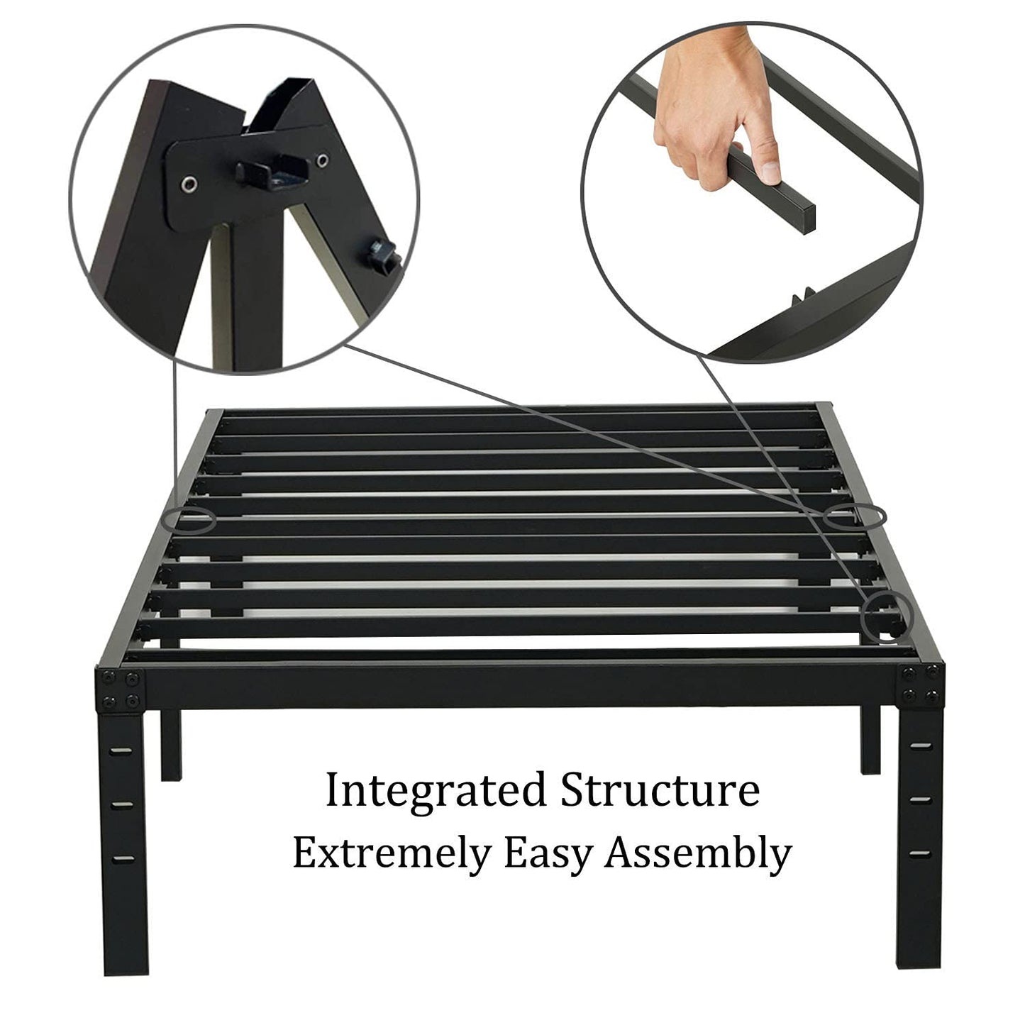 Wulanos Twin XL Bed Frames, Heavy Duty Metal Frame with Steel Slats Support, No Box Spring Needed, 16 Inch High Platform with Storage, Non-Slip and Noise-Free