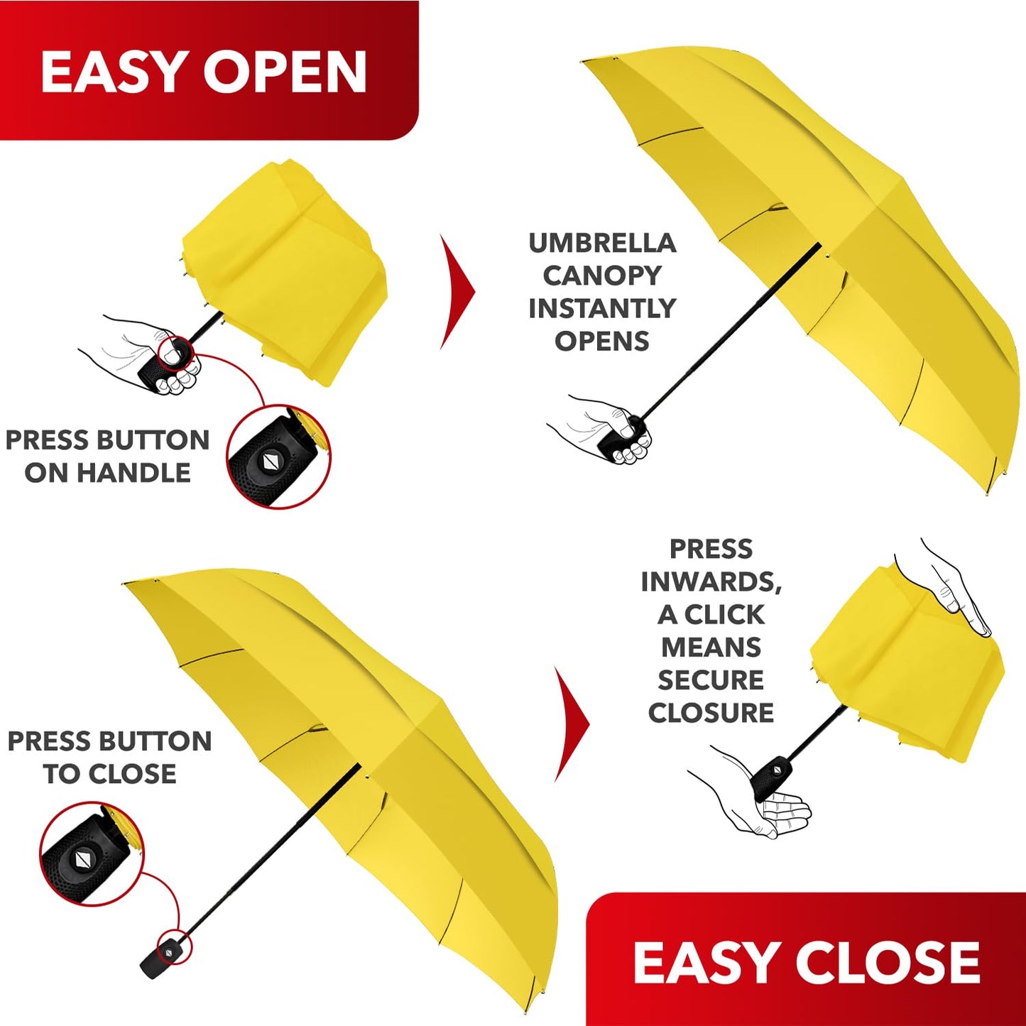 Repel Umbrella Windproof Travel Umbrellas for Rain - Easy Auto Open Close, Durable & Compact Umbrella, Strong Fiberglass Frame, Waterproof Canopy - Backpack, Purse, Portable Umbrella for Travel