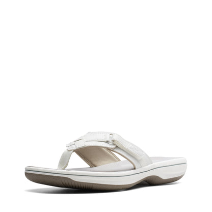 Clarks Women's Breeze Sea Flip-Flop, New White Synthetic, 6