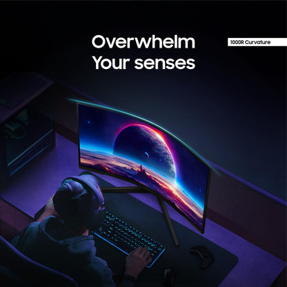 Samsung 32" Odyssey G55C Series QHD 1000R Curved Gaming Monitor, 1ms(MPRT), HDR10, 165Hz, AMD Radeon FreeSync, Eye Care, Glare Free, Sharp Resolution LS32CG550ENXZA