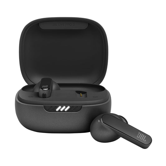 JBL Live Pro 2 - True Wireless Noise Cancelling Earbuds, up to 40 Hours of Playback with Wireless Charging, 6 mics for Perfect Calls, Touch & Voice Control, IPX5 Water Resistant (Black)