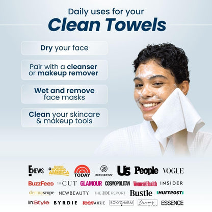 Clean Skin Club Clean Towels XL™, 100% USDA Biobased Face Towel, Disposable Face Towelette, Makeup Remover Dry Wipes, Ultra Soft, 50 Ct, 1 Pack