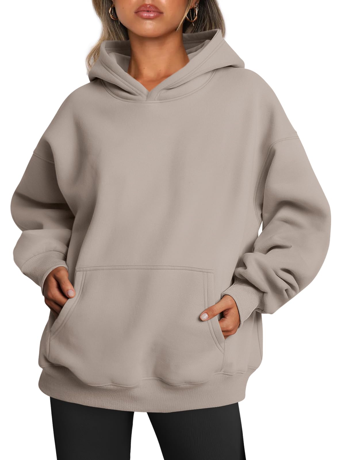 Trendy Queen Womens Oversized Hoodies Fleece Sweatshirts Long Sleeve Sweaters Pullover Fall Outfits Winter Clothes Coffee Grey M