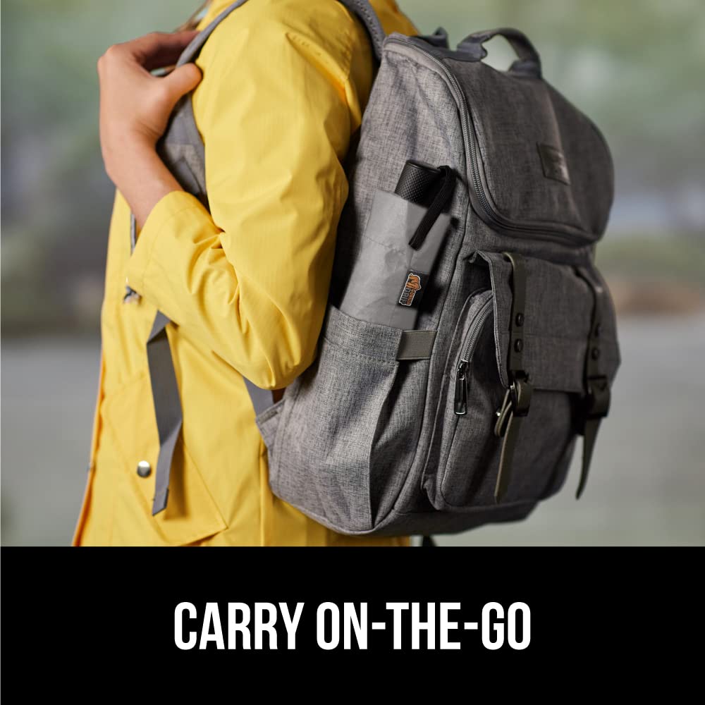 GORILLA GRIP Windproof Compact Stick Umbrella for Rain, One-Click Automatic Open and Close, Strong Reinforced Fiberglass Ribs, Easily Collapsible, Lightweight Portable Umbrellas for Travel, Gray