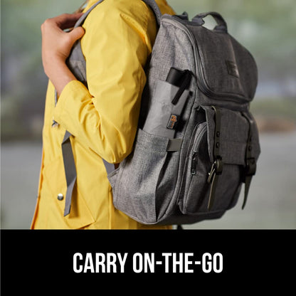 GORILLA GRIP Windproof Compact Stick Umbrella for Rain, One-Click Automatic Open and Close, Strong Reinforced Fiberglass Ribs, Easily Collapsible, Lightweight Portable Umbrellas for Travel, Gray