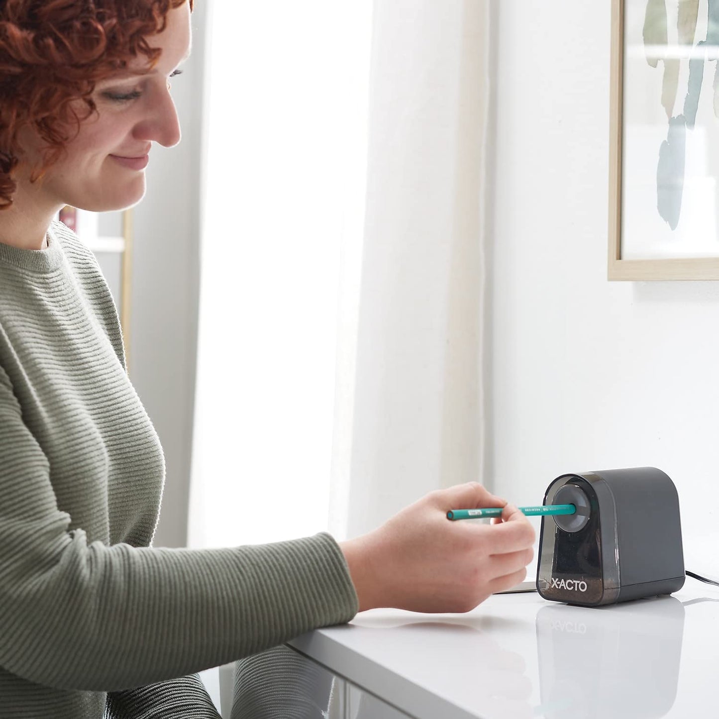 X-ACTO Pencil Sharpener, Mighty Mite Electric Pencil Sharpener, With Pencil Saver®, SafeStart® Motor, Black, 1 Count - Home, Office, School, Teacher Supplies