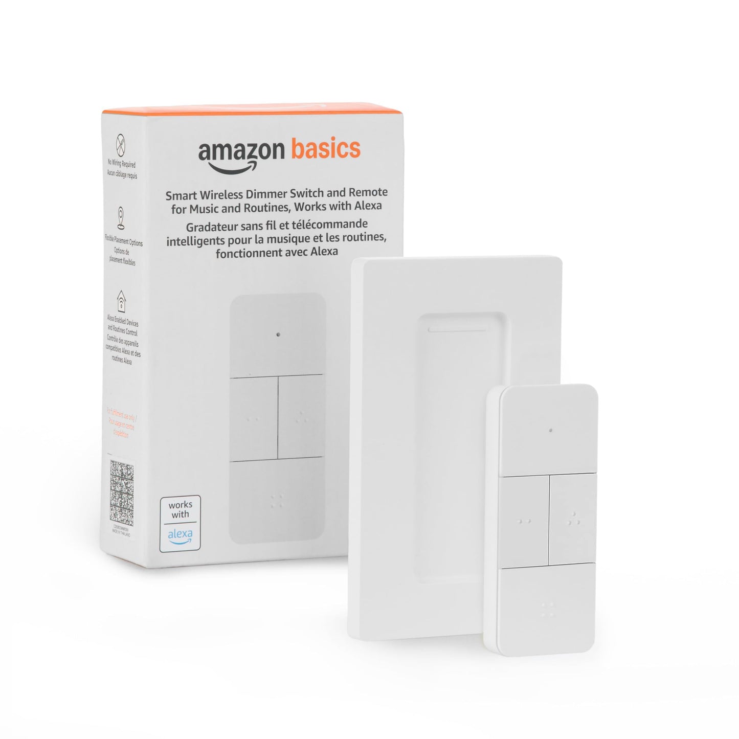 Amazon Basics Smart Dimmer Switch and Remote for Music and Routines, Compatible Echo Devices Required, Works with Alexa Only, No Wiring Required