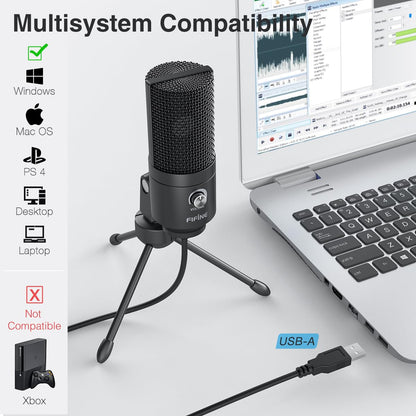 FIFINE USB Microphone, Metal Condenser Recording Microphone for Laptop MAC or Windows Cardioid Studio Recording Vocals, Voice Overs,Streaming Broadcast and YouTube Videos-K669B