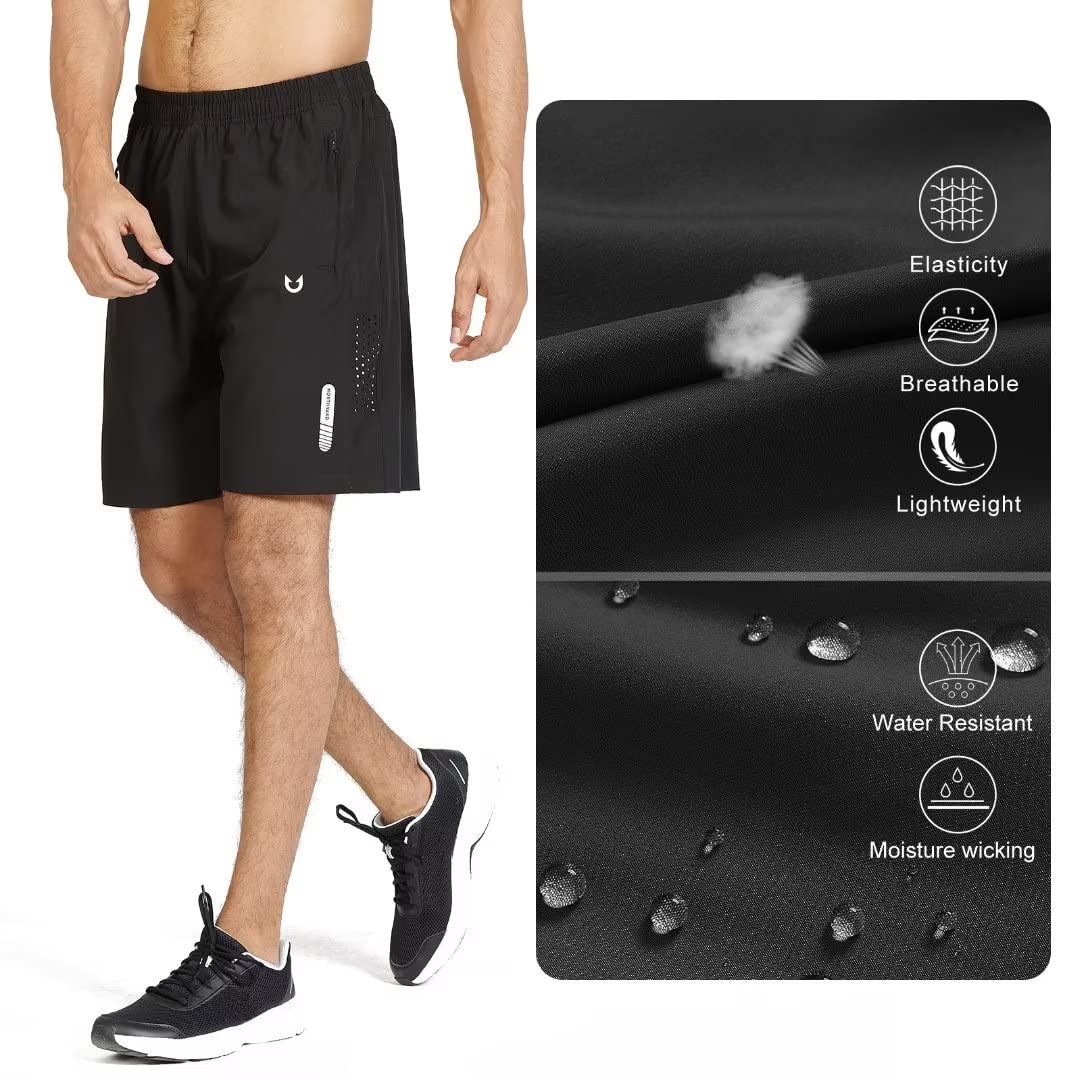NORTHYARD Men's Athletic Running Shorts Quick Dry Workout Shorts 7"/ 5"/ 9" Lightweight Sports Gym Basketball Tennis Hiking Exercise Black M