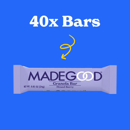 MadeGood Mixed Berry Granola Bars (40 Count - 0.85 Oz Each) Gluten Free and Organic Healthy Snacks