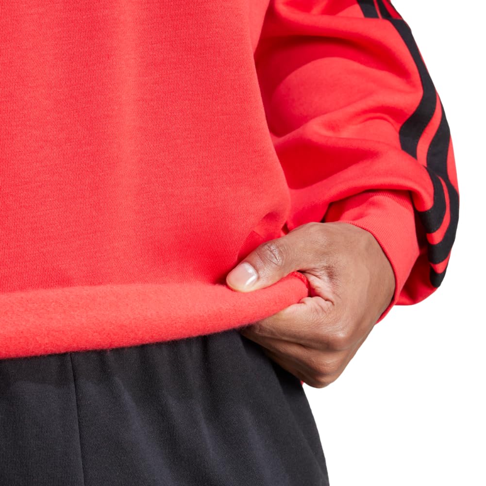 adidas Men's Essentials Fleece 3-Stripes Sweatshirt, Pure Ruby/Black