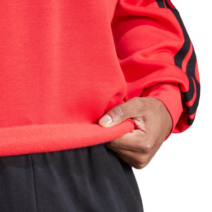 adidas Men's Essentials Fleece 3-Stripes Sweatshirt, Pure Ruby/Black