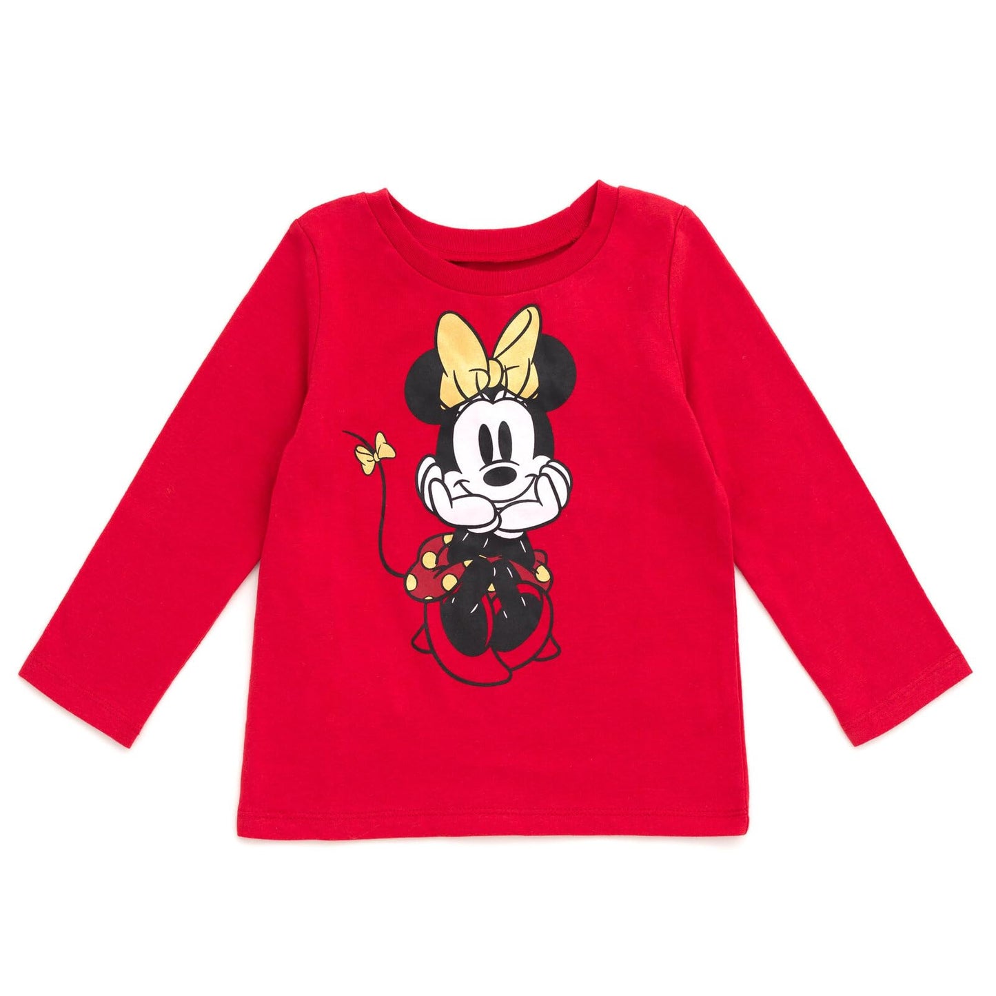 Disney Minnie Mouse Toddler Girls Zip Up Vest Puffer T-Shirt and Leggings 3 Piece Outfit Set Red/Yellow 5T