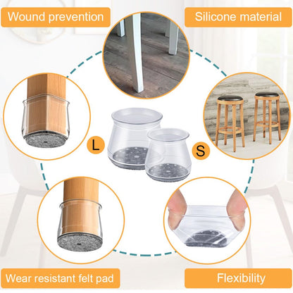 32 Pcs Chair Leg Floor Protectors - Silicone Felt Pads, Scratch-Proof & Noise-Free, Easy Smooth Moving, Large Size (Fits Round Chair Legs: 1-5/16" to 2" Diameter)
