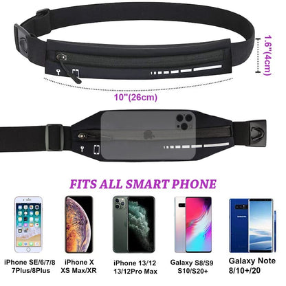 Slim Running Belt for Women Men,Runners Fanny Pack Phone Holder,Run Pouch Waist Belt for Workout Jogging,Money Belt Running Gear Accessories(Black)