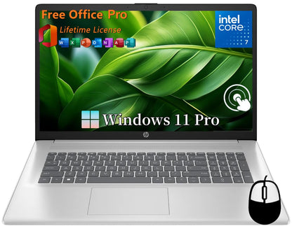 HP 17 Laptop, 17.3" HD+ Touchscreen, Core 7 150U Processor, 64 GB RAM, 2 TB SSD, Intel Graphics, Backlit Keyboard, Long Battery Lifew, Windows 11 Pro & Office Pro Lifetime License, w/Accessories
