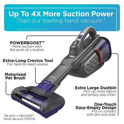 BLACK+DECKER dustbuster furbuster AdvancedClean+ Cordless Pet Handheld Vacuum, Home, Pet and Car Vacuum (HHVK515JP07)