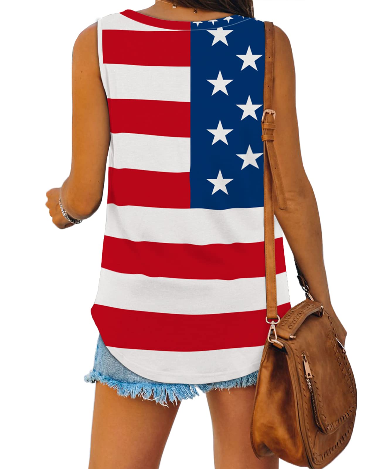 Women's Vogue Flag Day Tank Tops V Neck Fourth of July Tunic Tank Tops XL