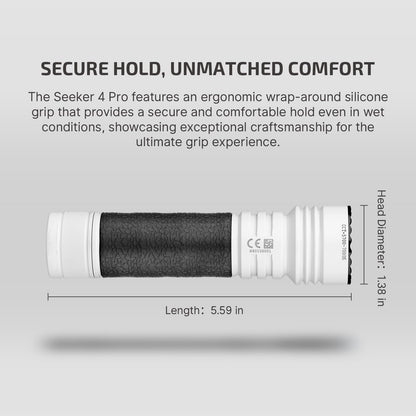 OLIGHT Seeker 4 Pro Rechargeable Flashlights, 4600 Lumens High Powerful Bright LED Light with USB C Holster, Waterproof IPX8 for Emergencies, Camping, Searching(White)