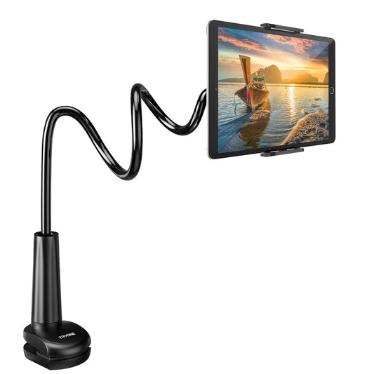 Tryone Gooseneck Tablet Holder Stand for Bed Adjustable Flexible Arm Tablets Mount Clamp on Table Compatible with iPad Air Mini | Galaxy Tabs | Kindle Fire | Switch or Other 4.7-10.5" Devices