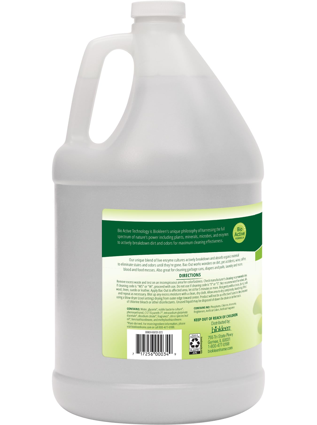 Biokleen Bac-Out Stain Remover for Clothes & Carpet - 128 Ounce - Enzyme, Destroys Stains & Odors Safely, for Pet Stains, Laundry, Diapers, Wine, Carpets - Eco-Friendly, Plant-Based