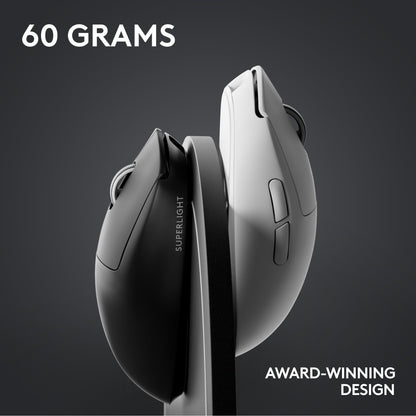 Logitech G PRO X SUPERLIGHT 2 Wireless Gaming Mouse, 60g Pro-Grade with 5 Programmable Buttons, 44k DPI Sensor, 8kHz Report Rate, USB-C Charging for PC/Mac - White
