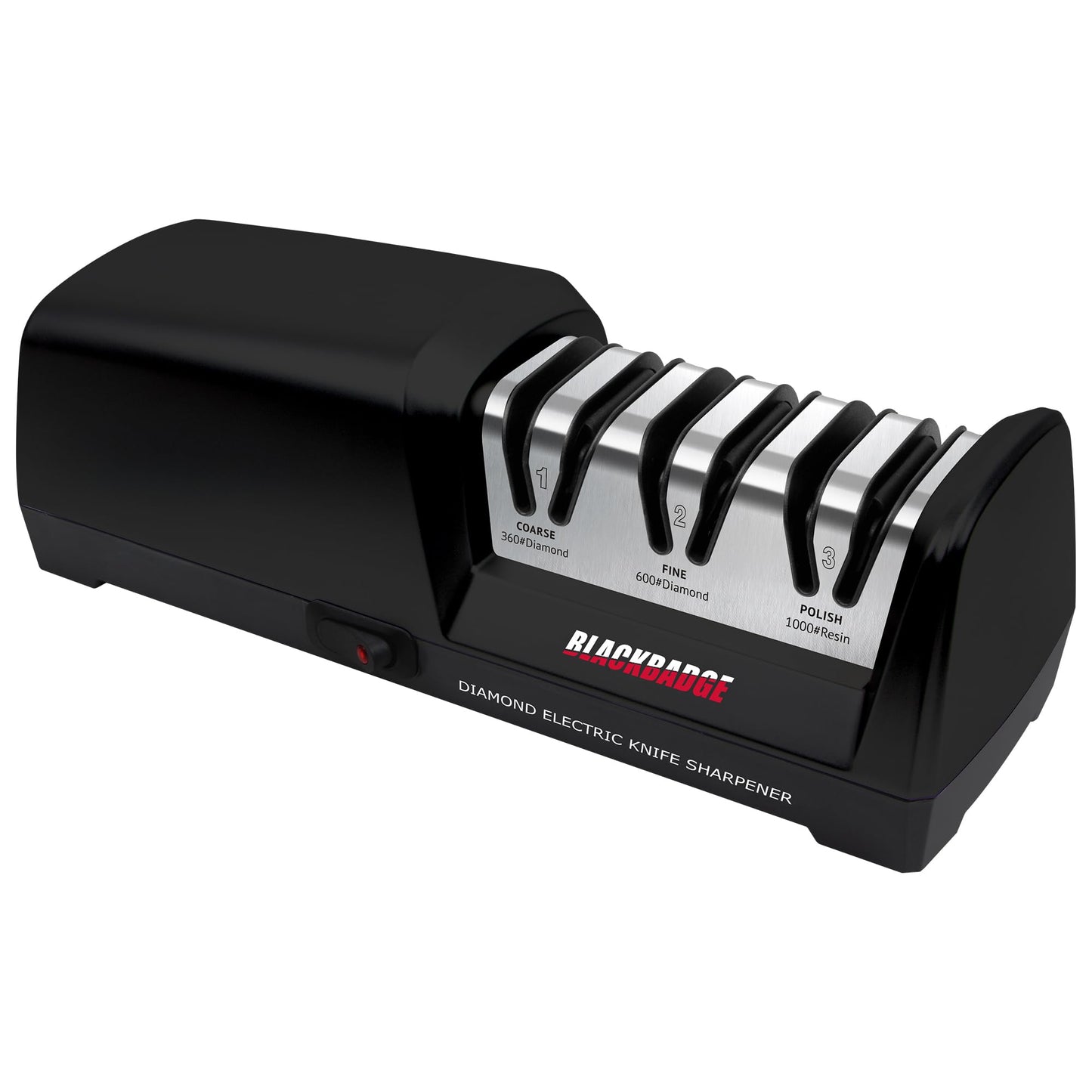 BLACKBADGE Electric Knife Sharpener, Professional 3-Stages Knife Sharpeners with Diamond Abrasives for 15-Degree Straight Edge, Quickly Sharpening, Repair/Restore/Polish Blades