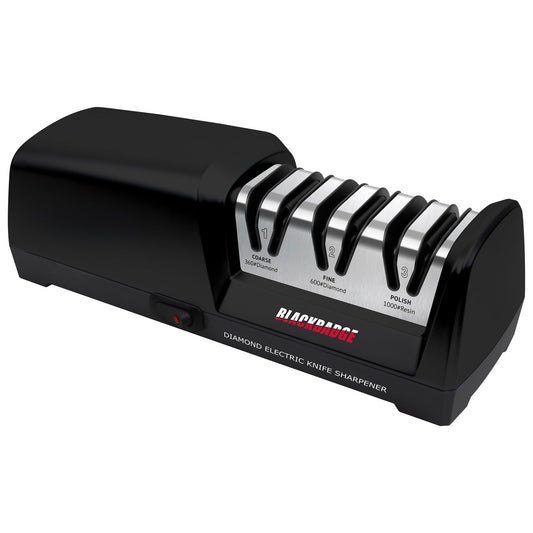 BLACKBADGE Electric Knife Sharpener, Professional 3-Stages Knife Sharpeners with Diamond Abrasives for 15-Degree Straight Edge, Quickly Sharpening, Repair/Restore/Polish Blades