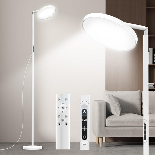 TVTVW Floor Lamp for Living Room - 5 Color Temperatures 11000 Lux, Ultra-Bright Full Spectrum Light, 360° Adjustable Standing Lamp - Modern Floor Lamp for Bedroom, Office & Reading