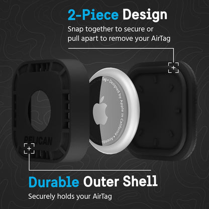 Pelican Protector 1-Pack AirTag Holder - Air Tag Case with 3M Adhesive Sticker - Rugged Shockproof AirTag Cover - Hidden Air Tag Holder Stick On Mount for Travel Luggage Bike Car Remote - Black