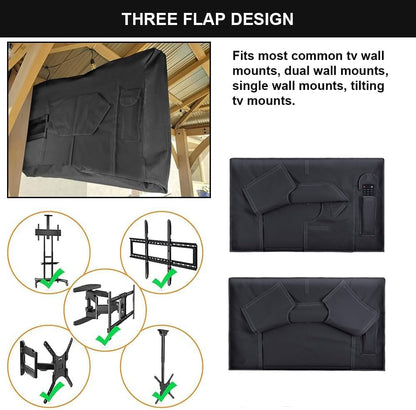 HOMEYA Outdoor TV Cover 48-50 Inch with Waterproof Zipper Velcro + Bottom Cover, 600D Heavy Duty Weatherproof TV Enclosure with Front Flap, for Outside LED LCD Flat Screen TVs-46.5''Lx27.5''Hx4.5 W