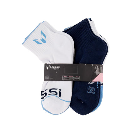 Messi Boys Lifestyle Ankle Socks, 6-Pack Kids Socks, Soft & Stretchy, Comfortable, Blue