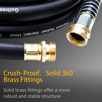 Guitrees 90FT 5/8 Heavy Duty Rubber Garden Hose - 300psi Working, 1000psi Burst - Hot/Cold Water - Five-Layered Braiding for Durability - Versatile for Gardening, Agriculture, Construction(Black)